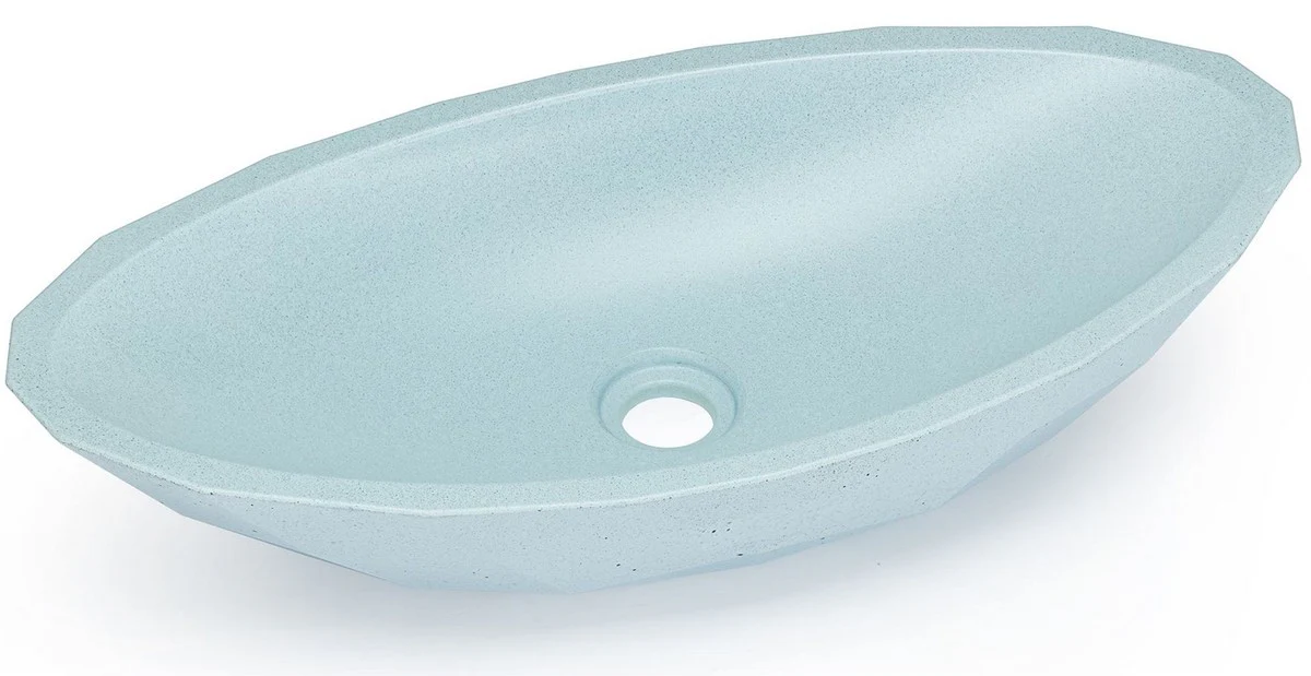 Luxury washbasin bowl light blue 60.9 x 29.7 x H. 11.9 cm - Handmade concrete washbasin - Bathroom accessories - Luxury bathroom accessories
