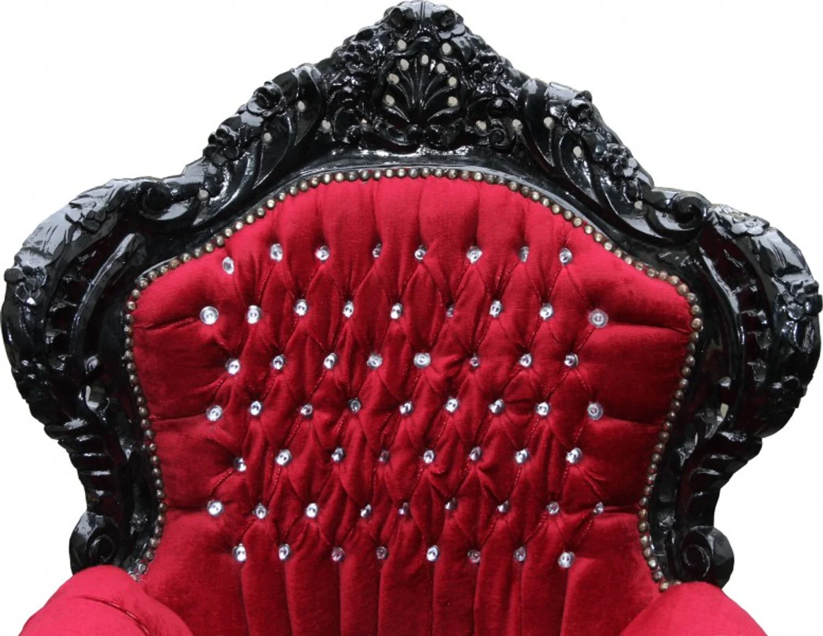 Baroque armchair King Bordeaux/Black with Bling Bling glitter stones