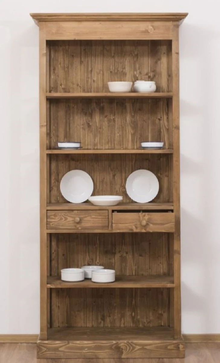 Country house style cupboard brown 91 x 39 x H. 197 cm - country house style solid wood dining room cupboard - country house style solid wood furniture