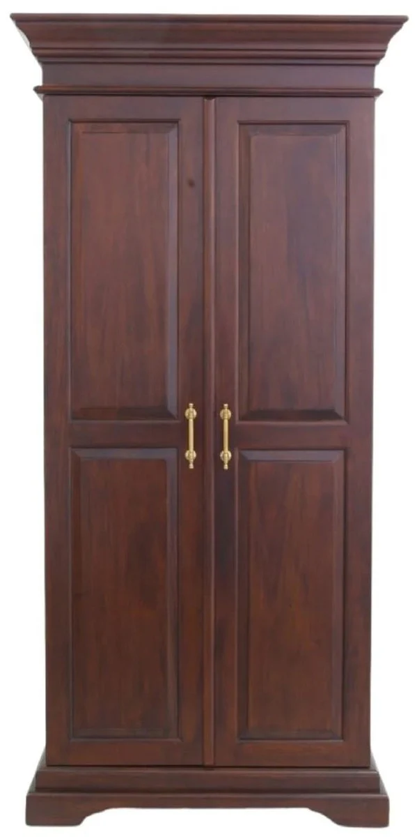 Luxury country house style mahogany wine cabinet with 2 doors dark brown / brass 92 x 70 x H. 190 cm - mahogany bar cabinet - solid wood cabinet in country house style - country house style bar furniture