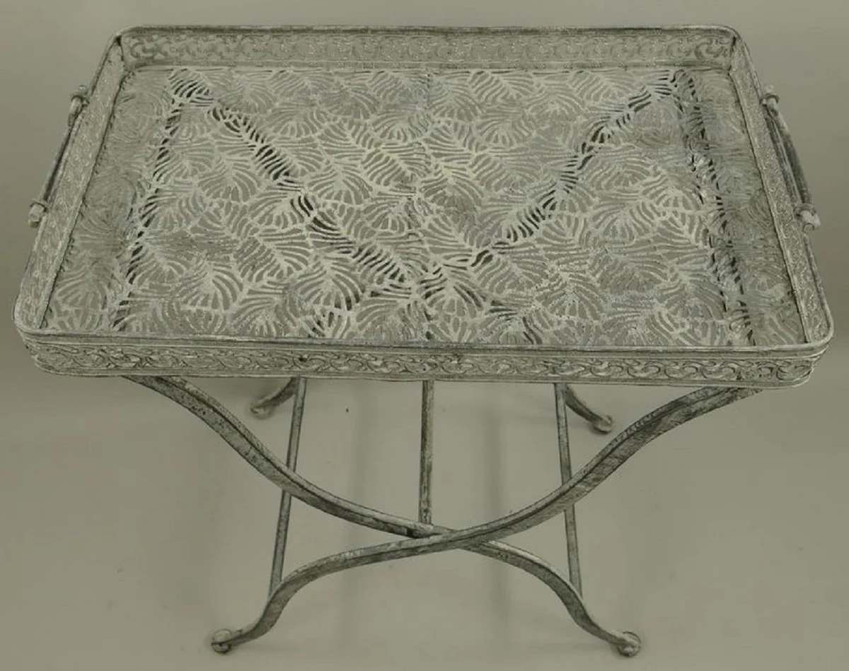 Art Nouveau garden table antique gray 60 x 40 x H. 70 cm - folding metal table with carrying handles - garden & terrace furniture