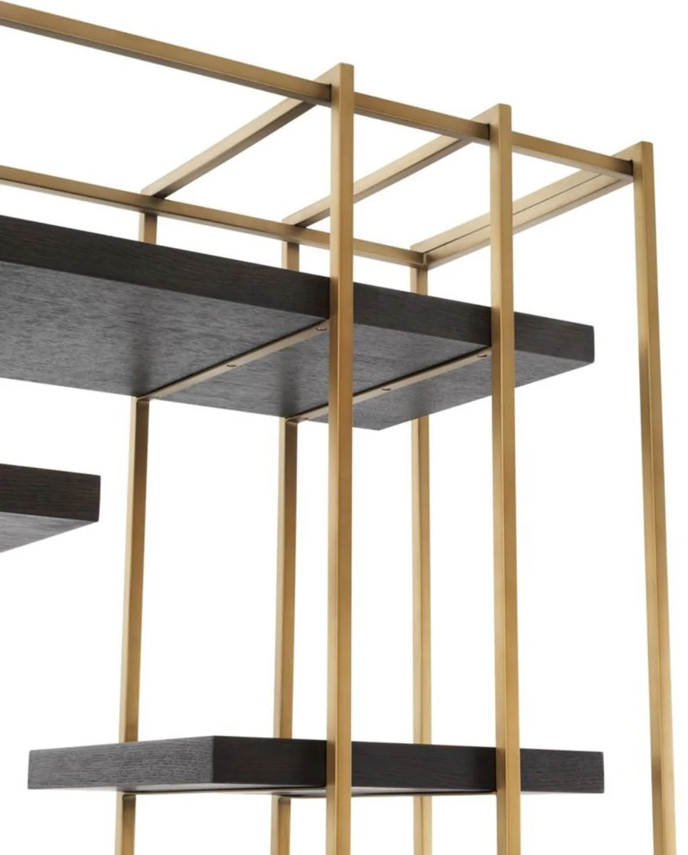 Luxury living room shelf cabinet dark gray / brass 166 x 45 x H. 222 cm - living room cabinet