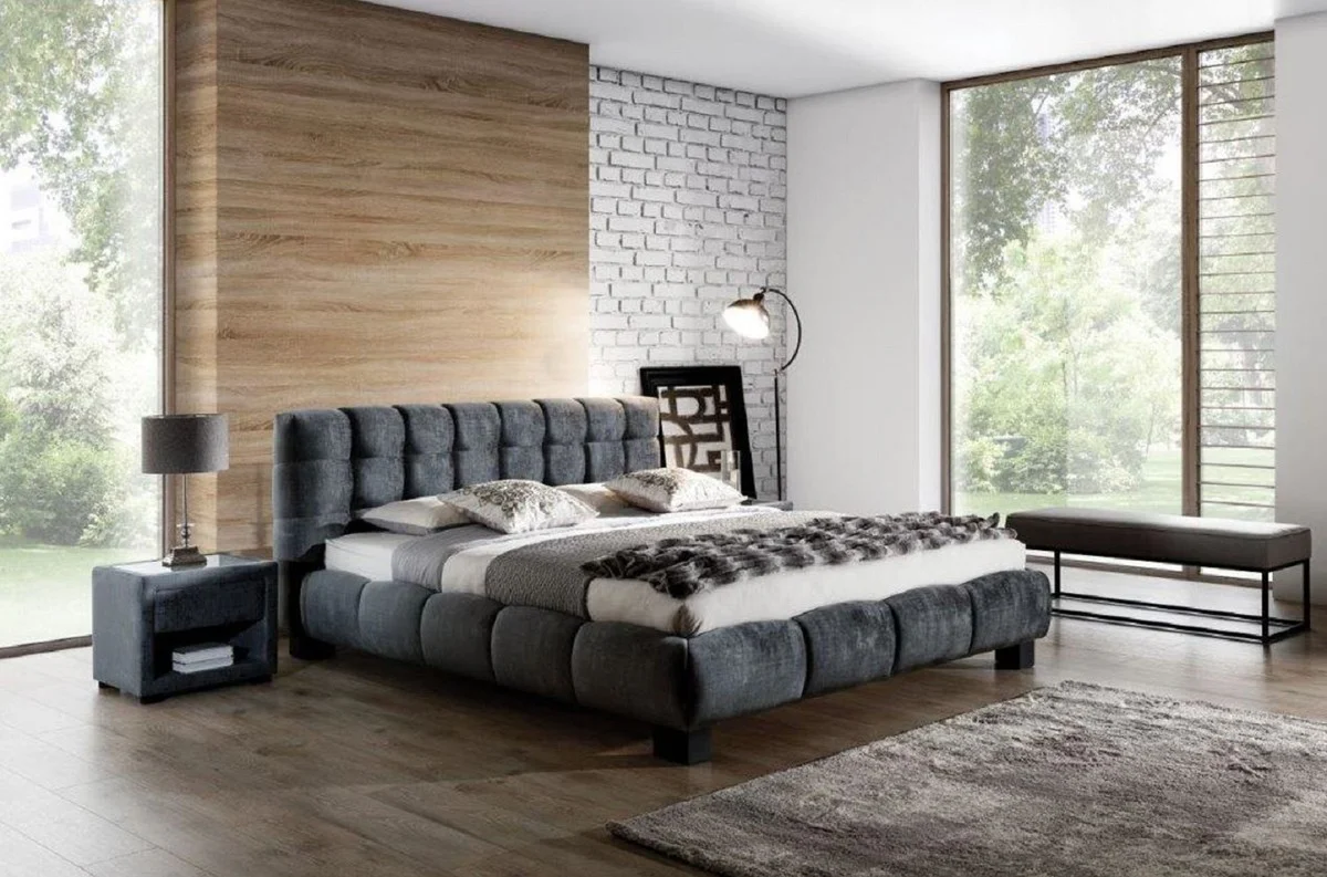 Luxury Double Bed Gray / Black - Various Sizes - Modern Solid Wood Bed with Headboard - Luxury Bedroom Furniture - Luxury Collection