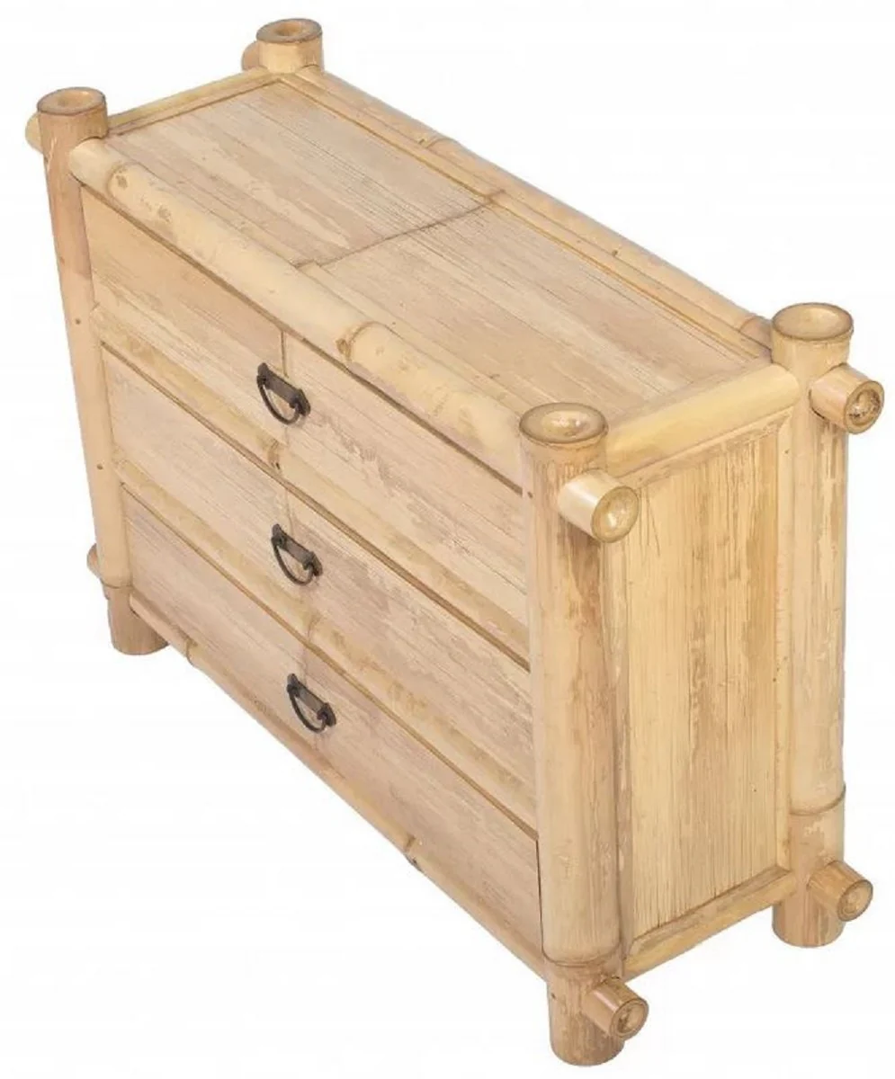 Luxury bamboo chest of drawers with 3 drawers natural colors 120 x 40 x H. 80 cm - Bedroom chest of drawers - Bedroom furniture - Bamboo furniture - Luxury furniture - Luxury furnishings