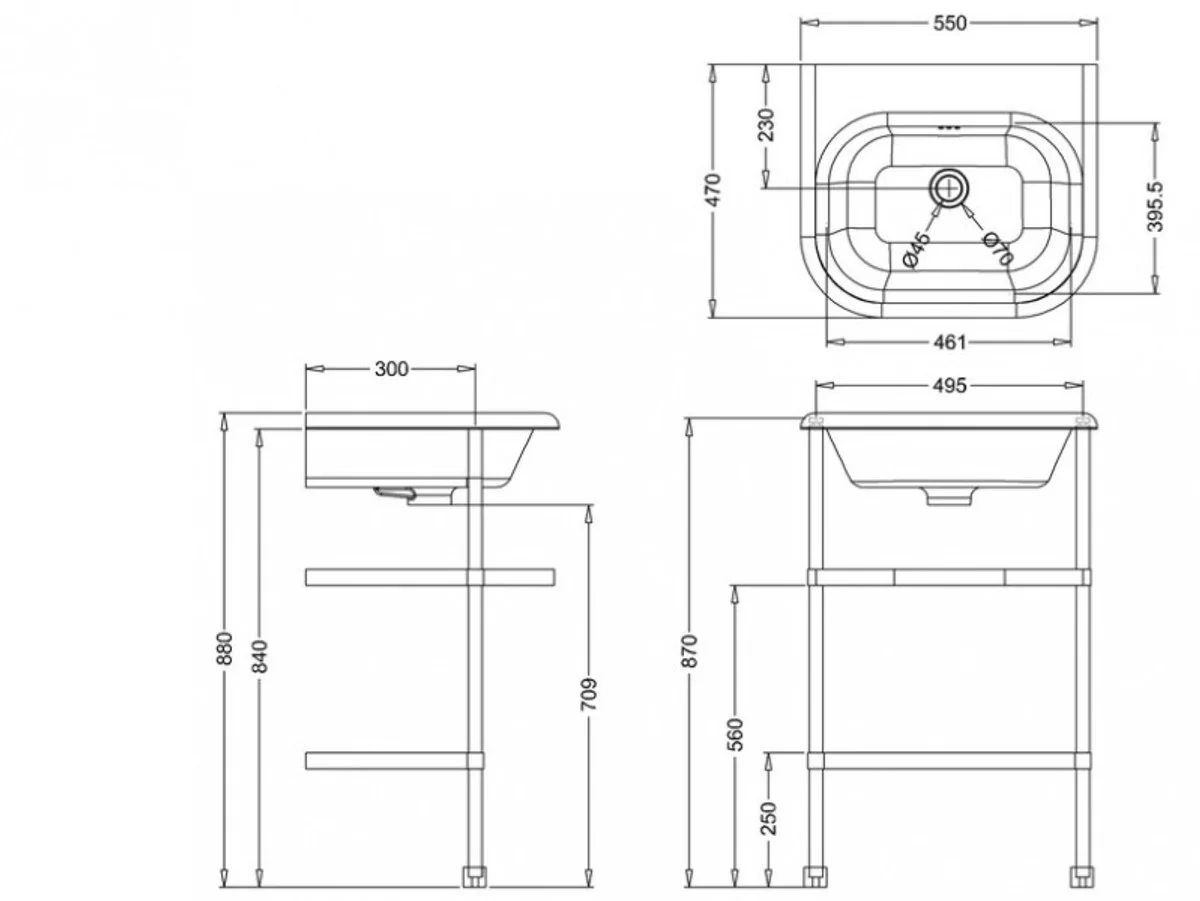 Art Nouveau standing washbasin natural stone white / stainless steel W 55cm - Art Deco washbasin baroque antique style
