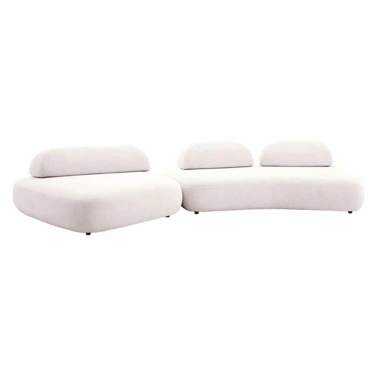 Luxury Sofa Cream White / Black - Modular 2-Piece Living Room Sofa