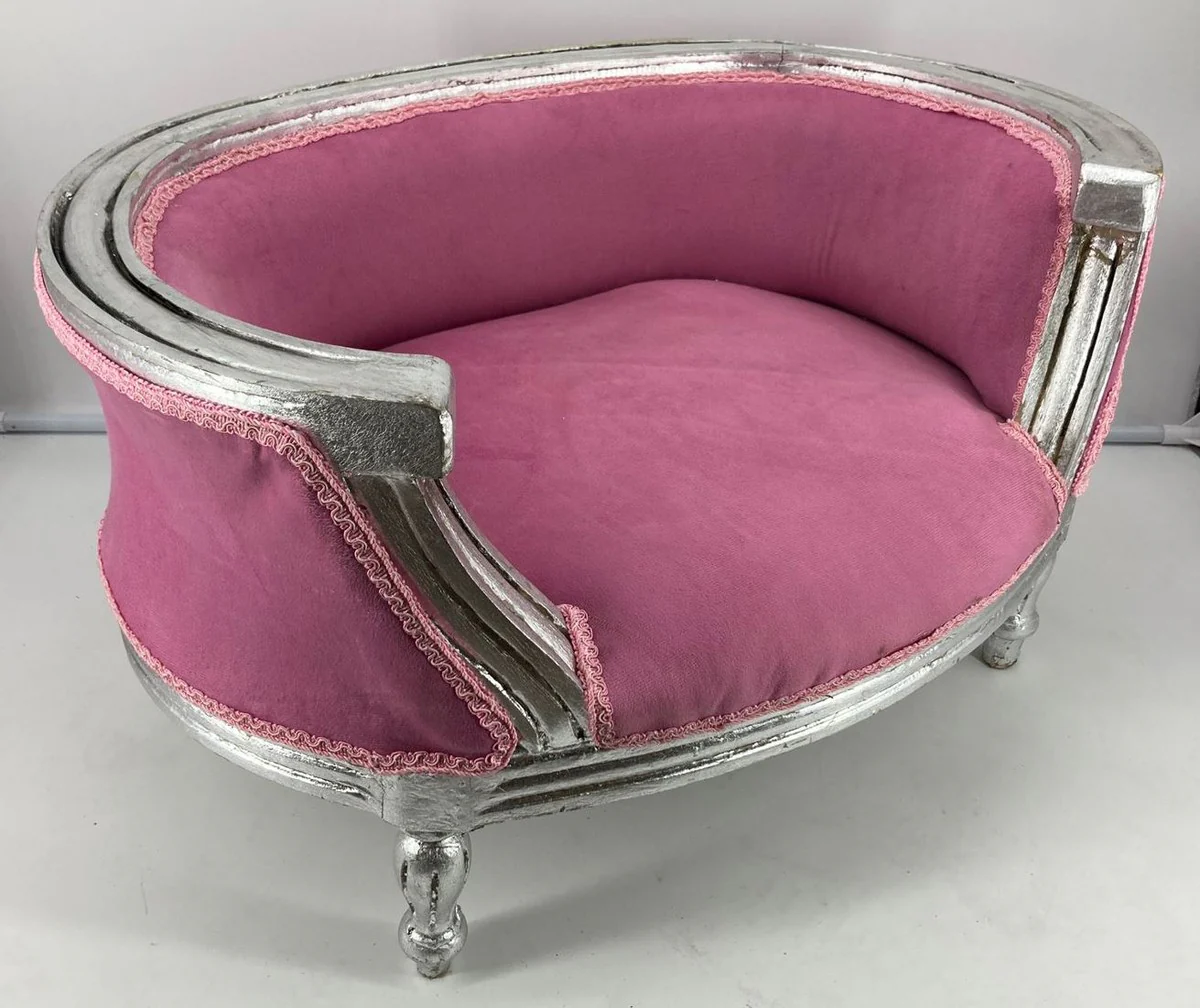 Baroque dog bed pink / silver - Baroque dog furniture - Baroque animal furniture - Magnificent animal furniture in the Baroque style