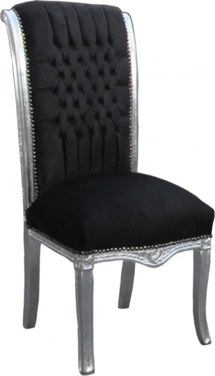 Baroque high-back dining room chair black/silver - high-back chair furniture