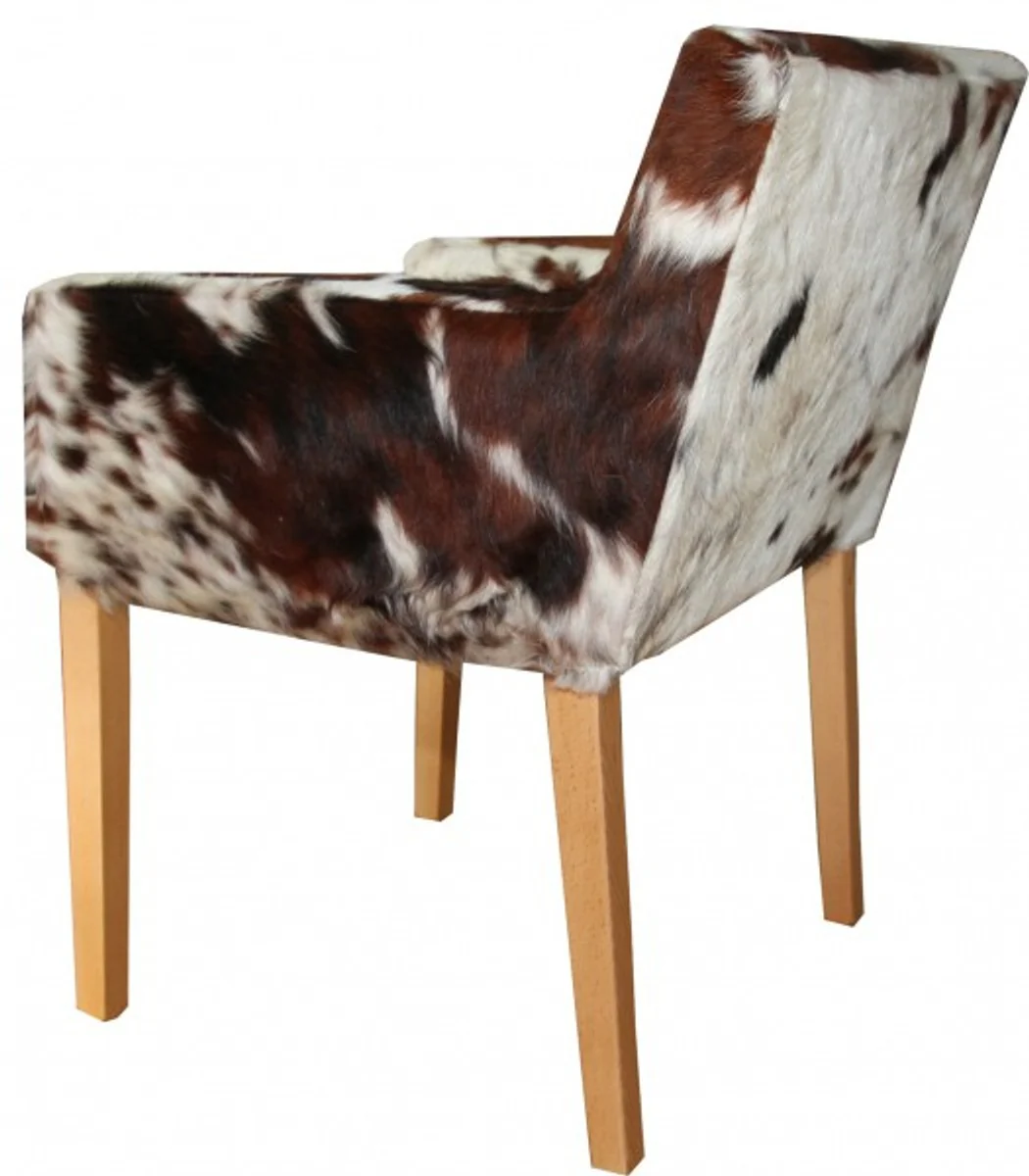 Designer dining room chair with armrests ModEF 35 cowhide - hotel furniture - beech - real fur