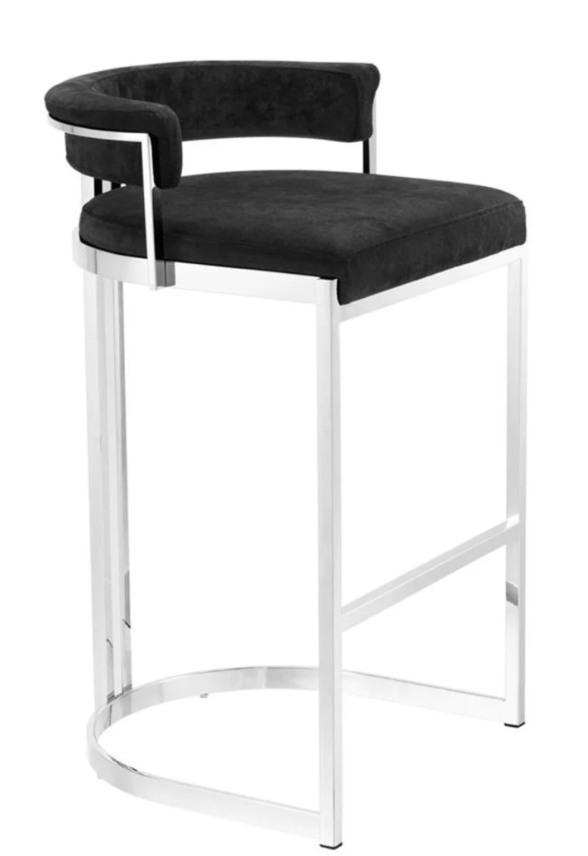 Luxury bar chair black / silver 48.5 x 46.5 x H. 81 cm - luxury furniture