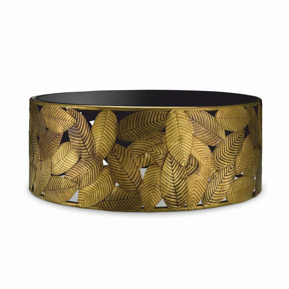 Luxury coffee table vintage brass / black Ø 101 cm - living room furniture