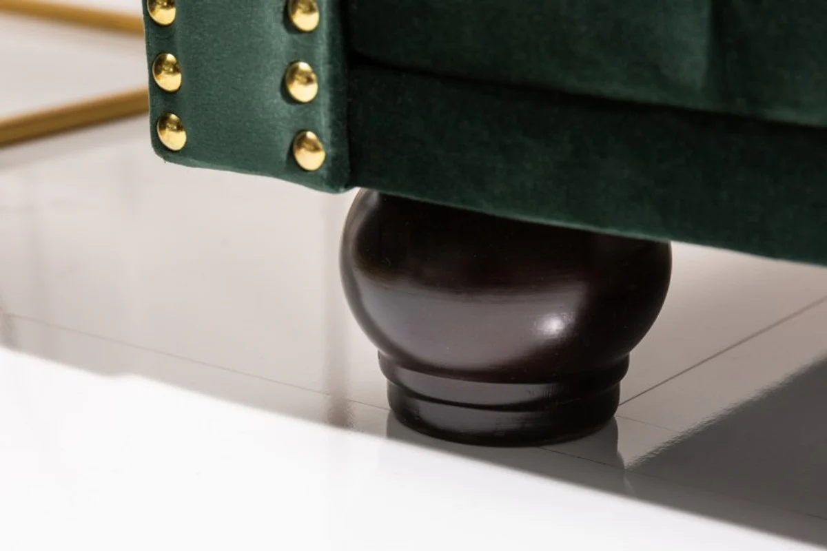 Chesterfield 3er Sofa in Grün / Braun / Gold 205 x 73 x H. 85 cm - Designer Chesterfield Sofa