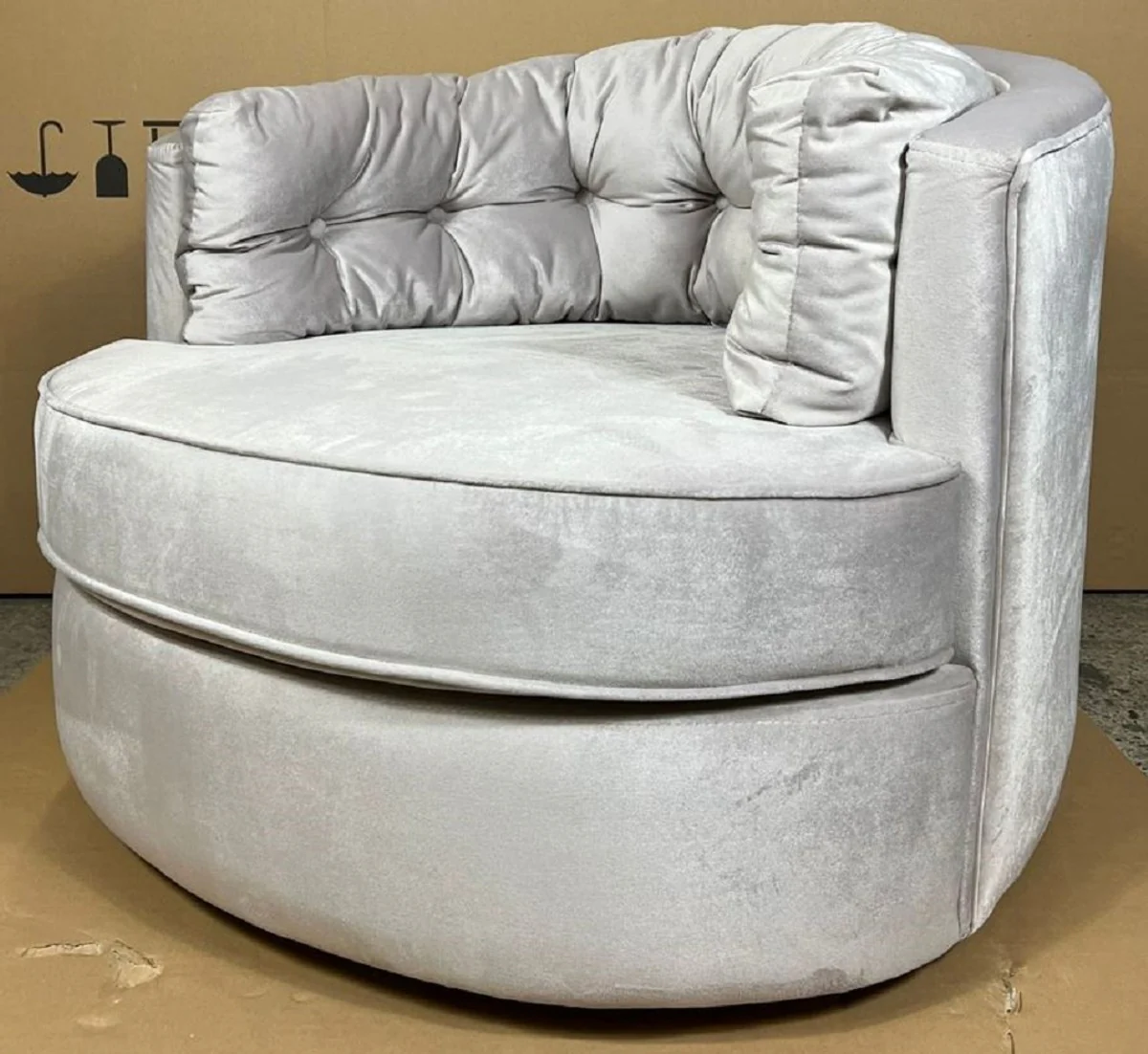 Luxury swivel armchair silver 90 x 86 x H. 72 cm - living room armchair with elegant velvet fabric - living room furniture - luxury furniture