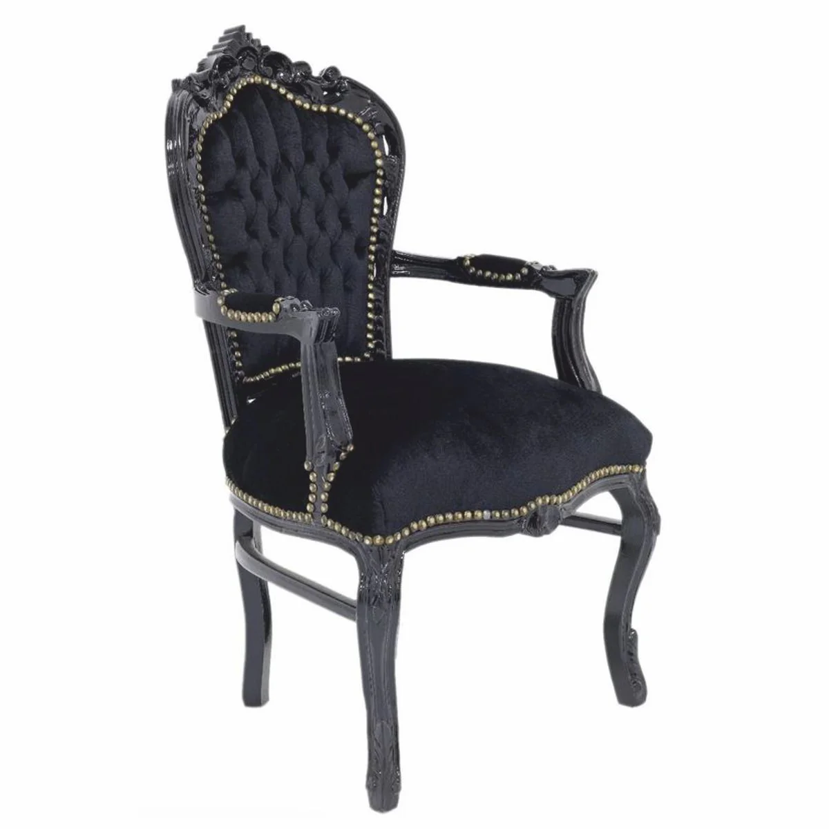 Baroque dining room chair with armrests black - baroque style furniture