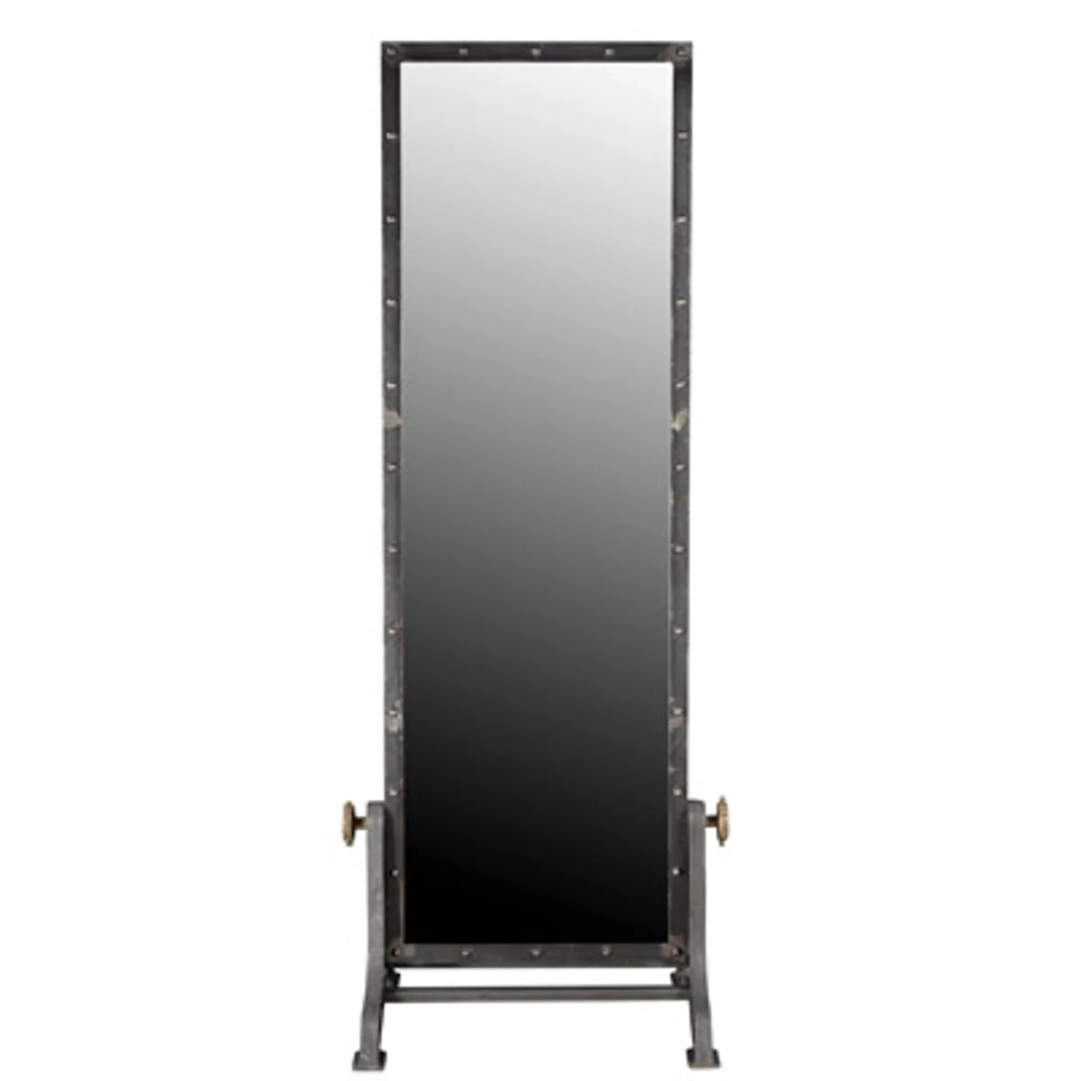 Vintage industrial standing mirror aluminum swiveling 194 cm - furniture metal mirror