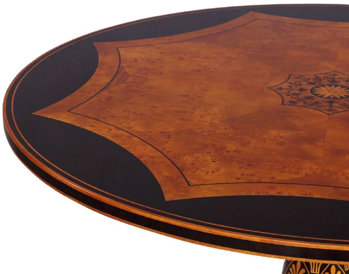Luxury Baroque Dining Table Brown / Black / Gold - Round Solid Wood Dining Room Table in Baroque Style - Baroque Dining Room Furniture - Luxury Dining Room Furniture in Baroque Style - Noble & Magnificent