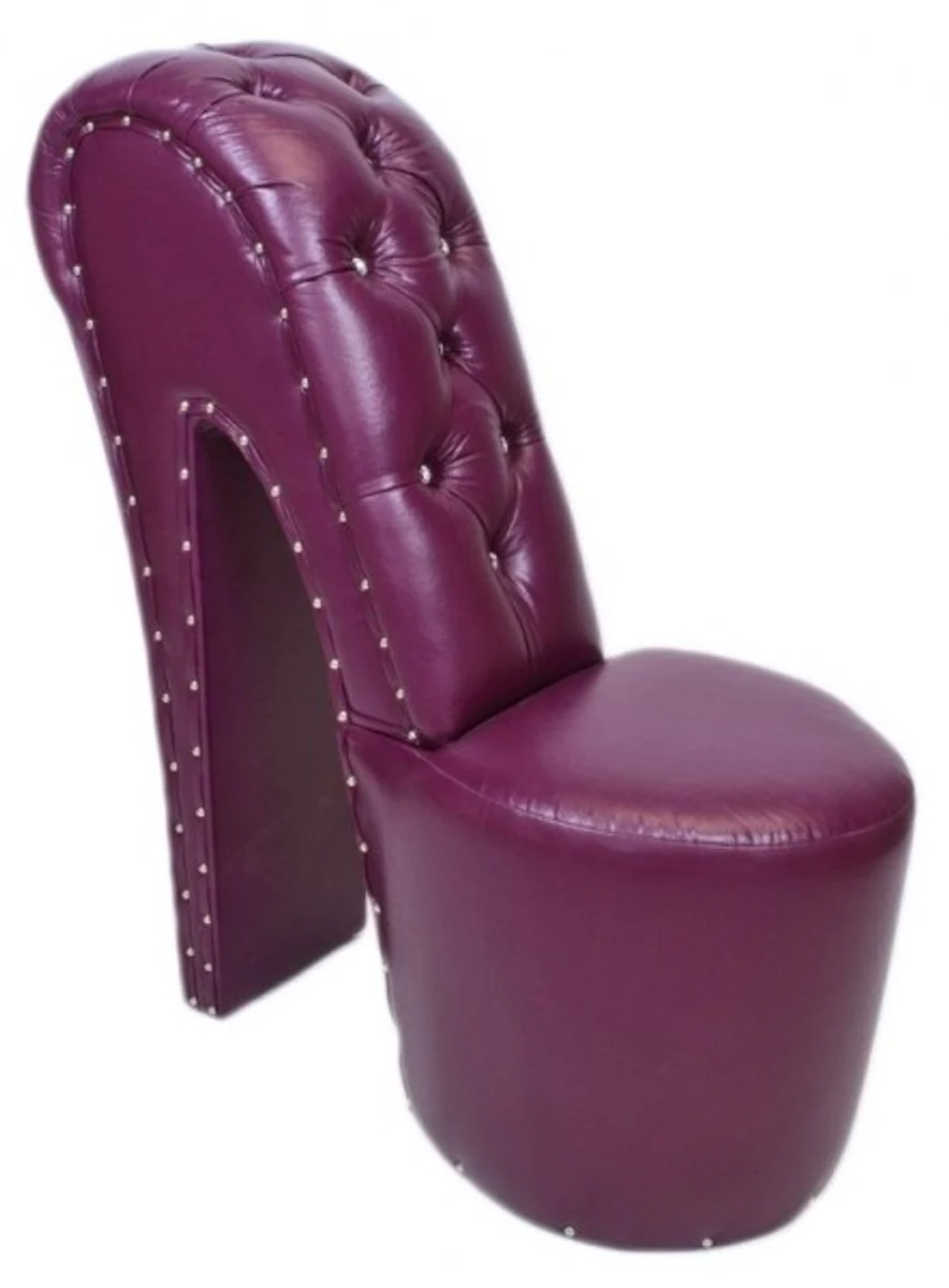 High heel armchair with decorative stones purple luxury design - designer armchair - club furniture - shoe chair armchair