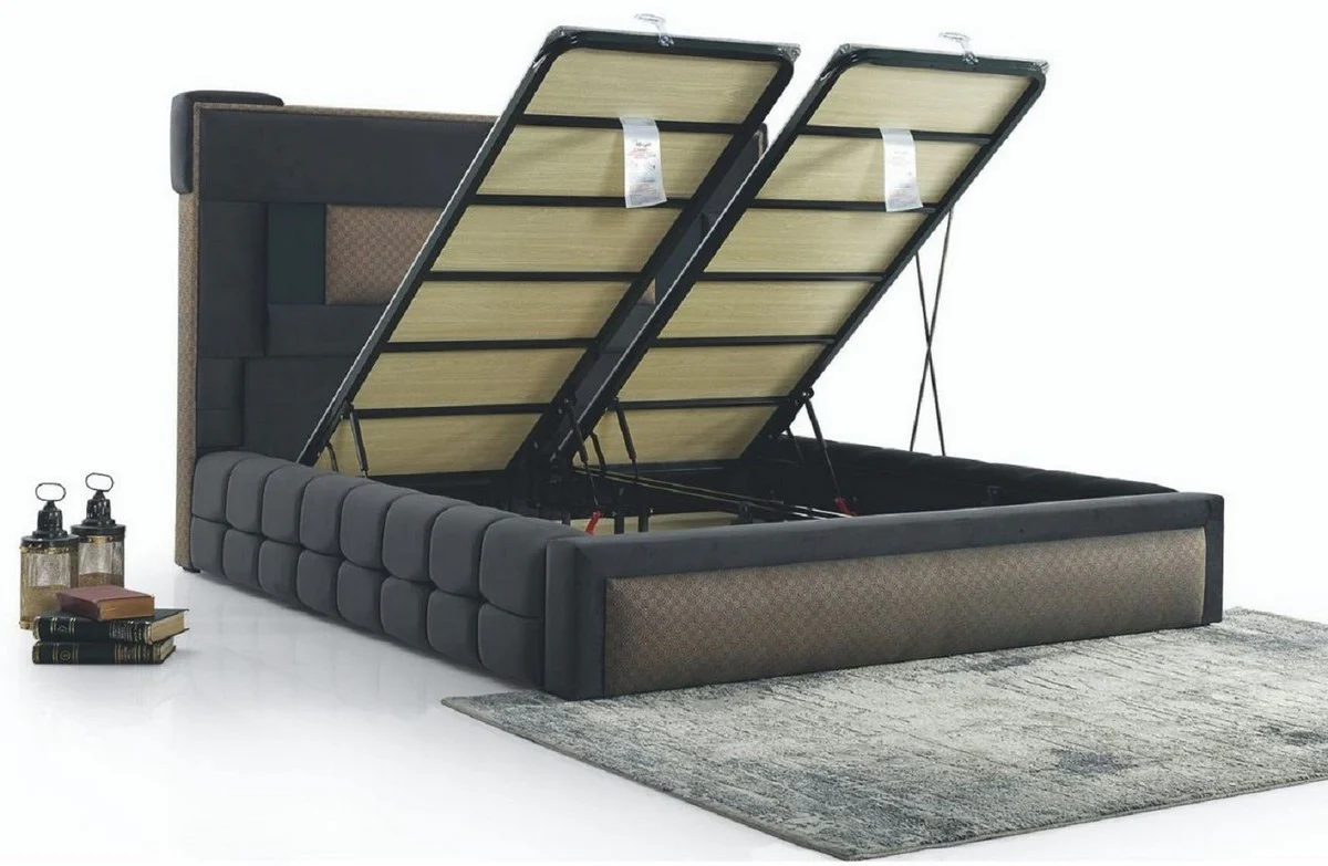 Luxury Double Bed Gray / Brown - Modern Solid Wood Bed - Modern Bedroom & Hotel Furniture - Luxury Collection