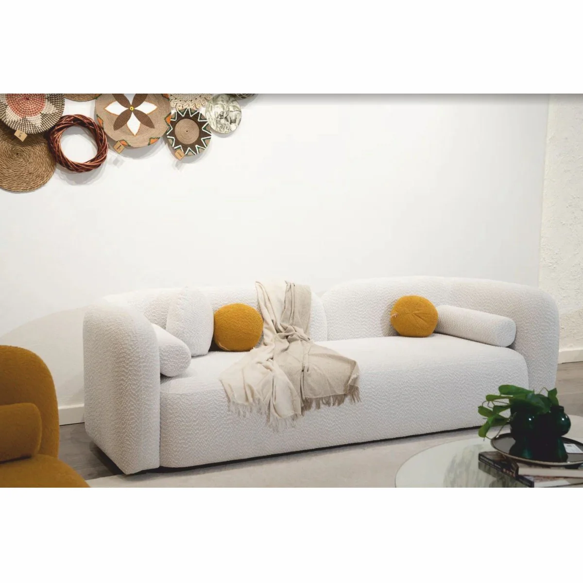 Luxury Living Room & Hotel Sofa White 240 cm - Luxury Furniture