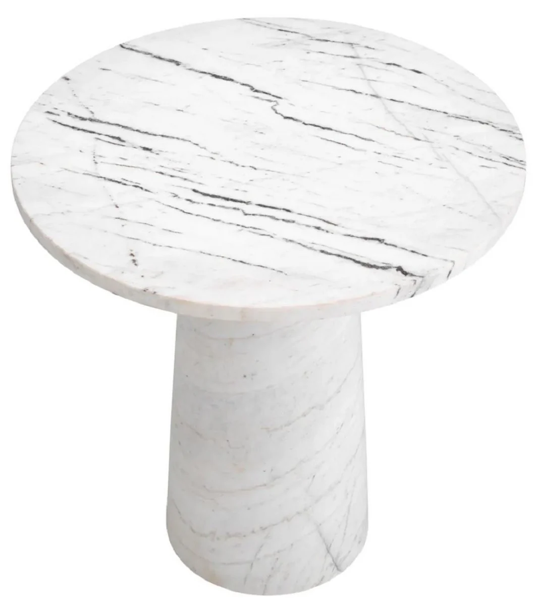 Luxury marble side table white Ø 55 x H. 57 cm - Round table made of high-quality marble - Marble furniture - Luxury furniture - Luxury quality