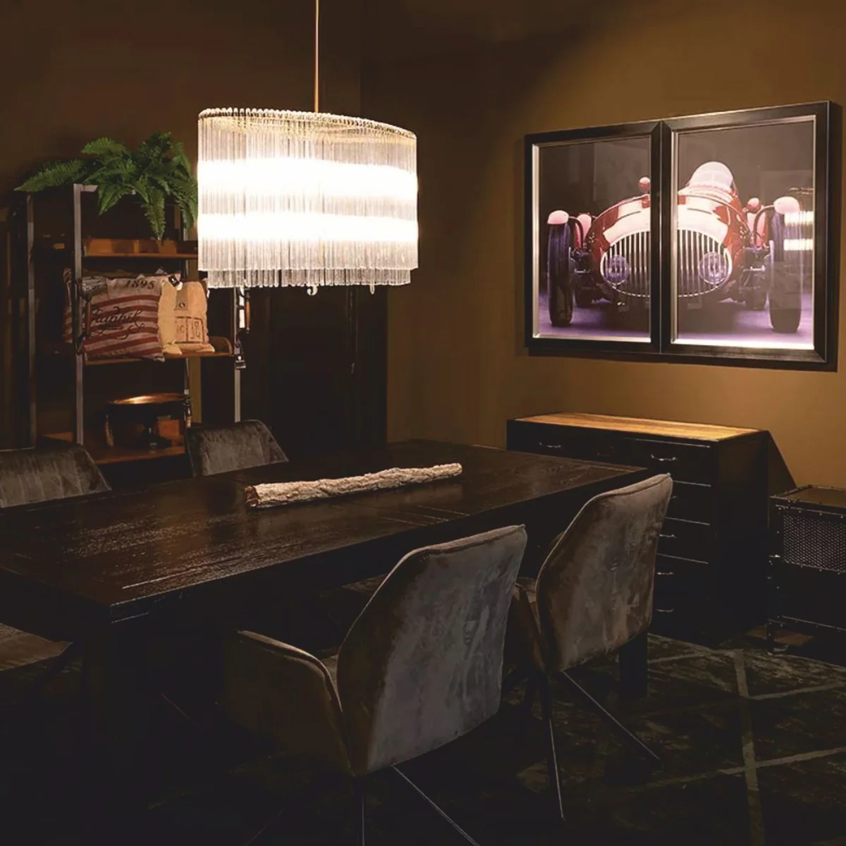 Glass chandelier gold 60 x 55 x H. 45 cm - Oval chandelier