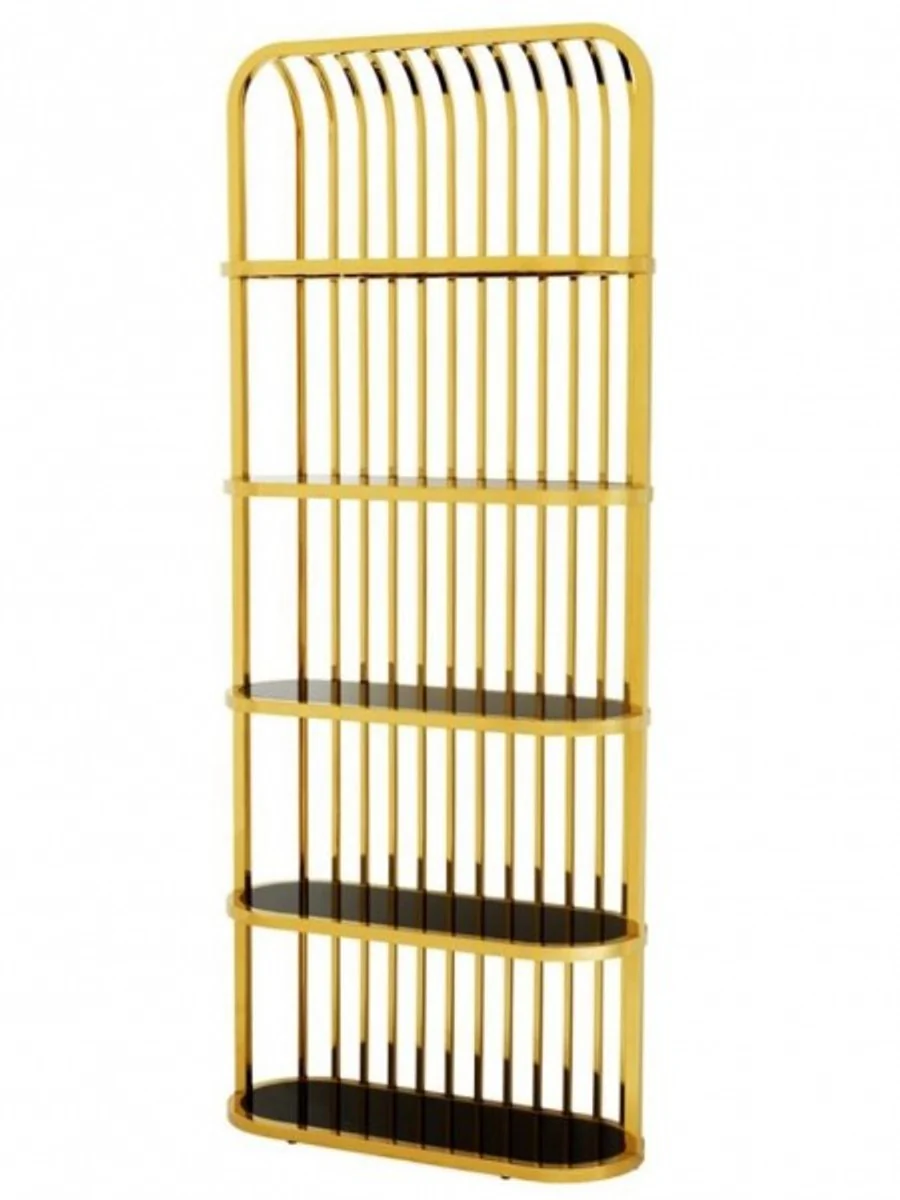 Luxury shelf cabinet gold with black glass - luxury collection