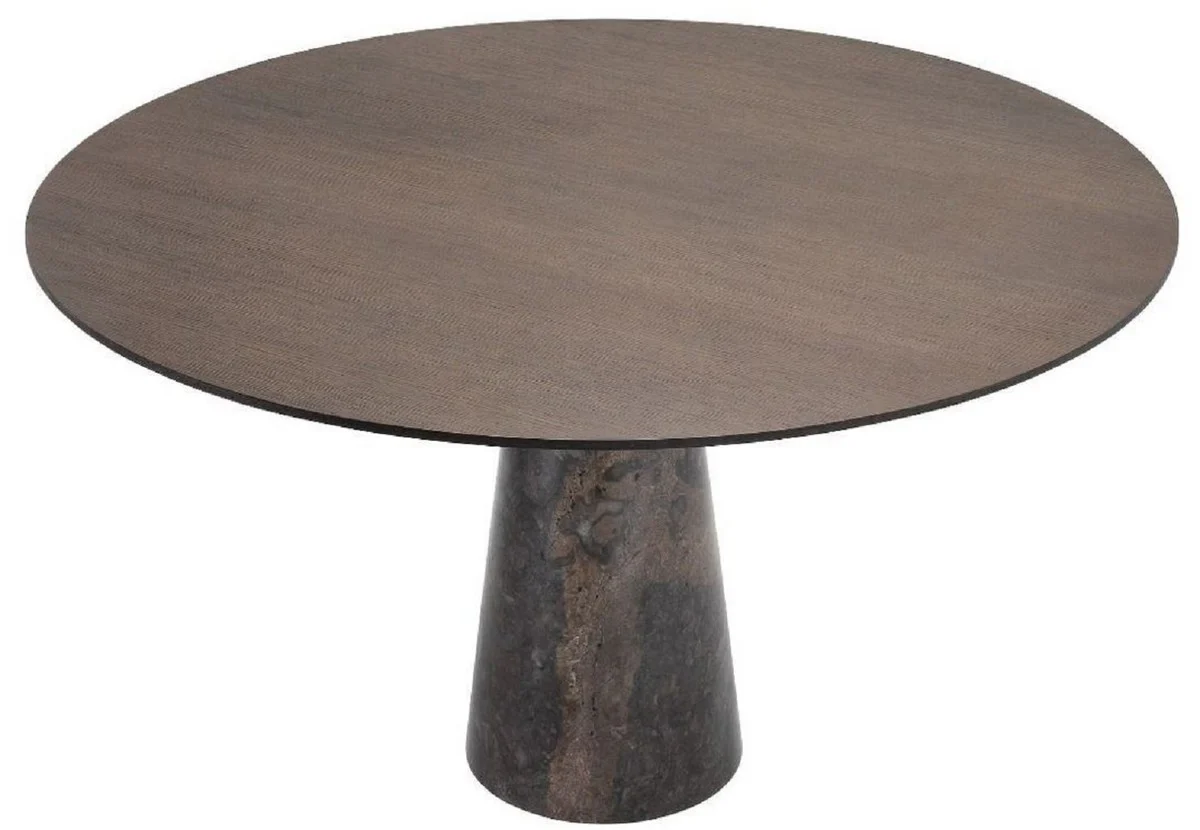 Luxury dining table gray Ø 132 x H. 76 cm - Round marble kitchen table - Luxury dining room furniture