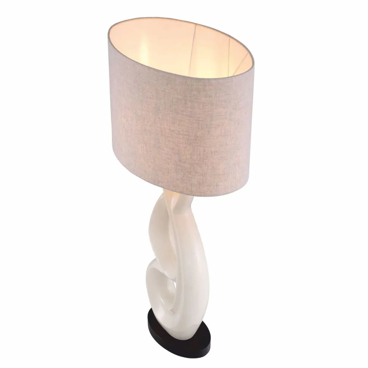 Luxury ceramic table lamp with oval lampshade white / black / gray H. 89 cm