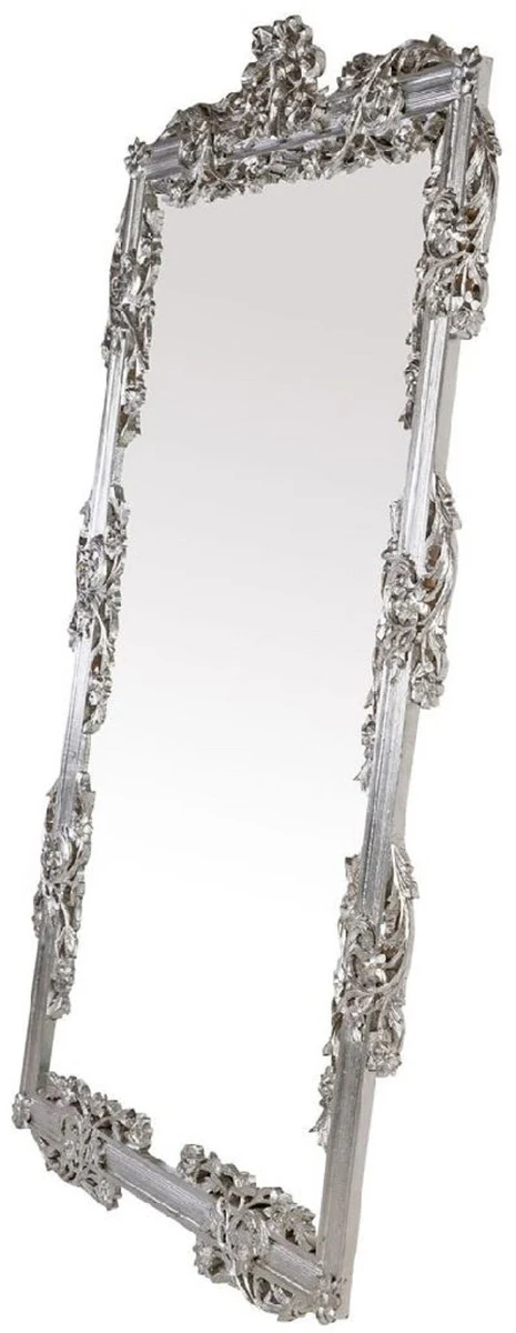 Baroque mirror silver 112 x 6 x H. 224 cm - Magnificent wall mirror with elegant decorations - Baroque wardrobe mirror - Baroque style wall mirror - Baroque furniture - Noble & magnificent