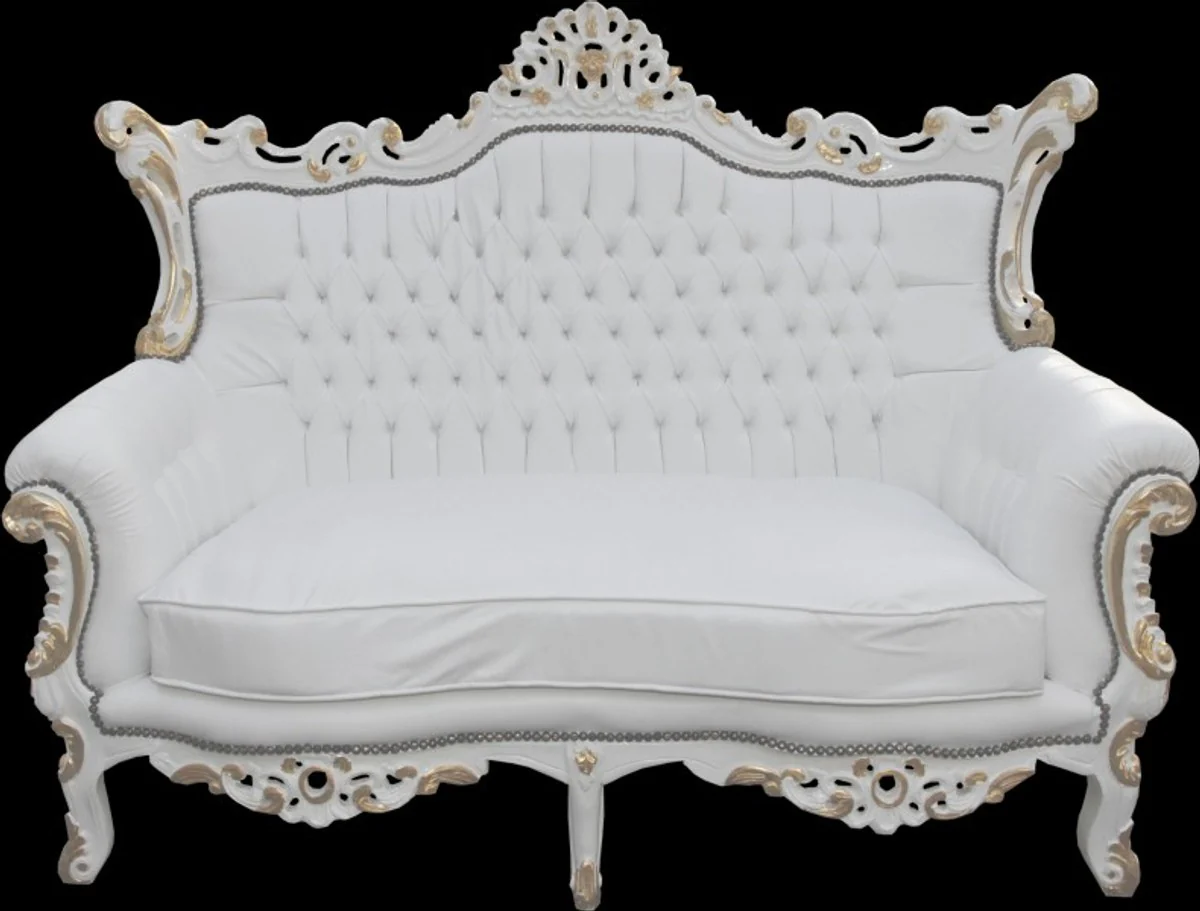 Baroque 2-Seater Sofa Master White/Gold Mod2 - Living Room Couch Furniture Lounge - Limited Edition