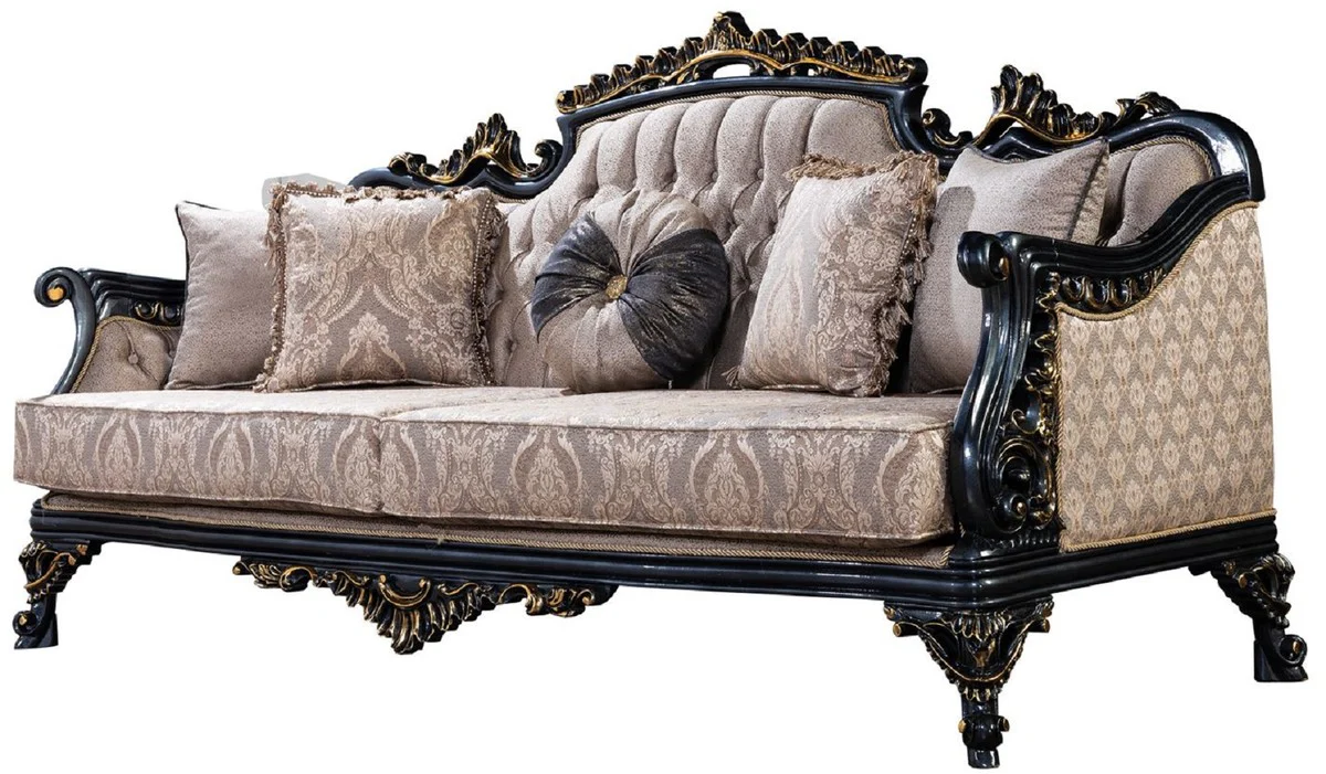 Luxury Baroque Living Room Set Gray / Blue / Gold - 2 Baroque Sofas & 2 Baroque Armchairs & 1 Baroque Coffee Table - Luxury Living Room Furniture in Baroque Style - Baroque Furniture - Noble & Magnificent