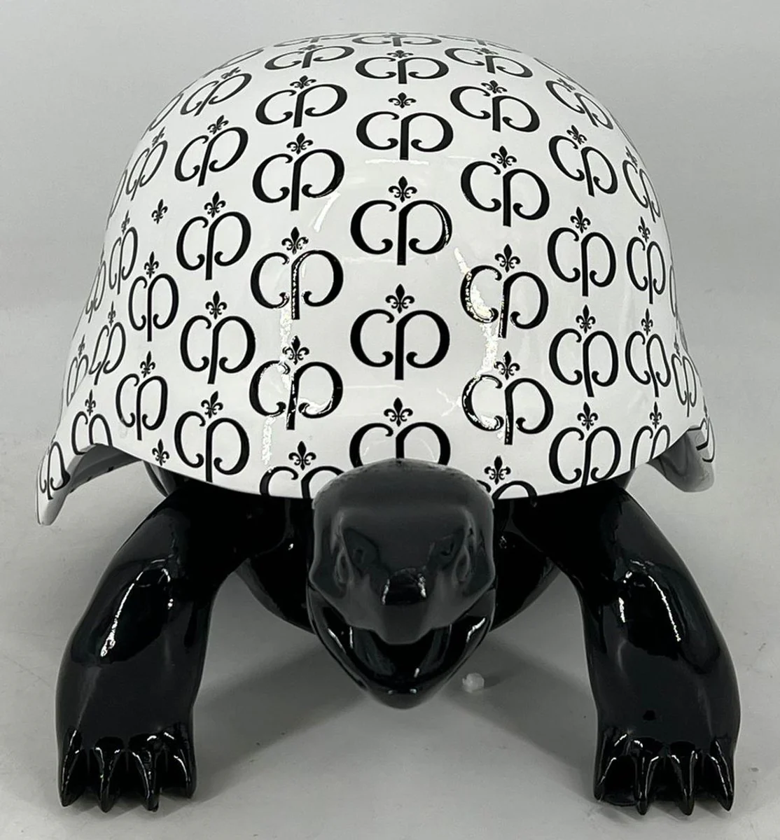 Luxury decorative figure turtle black / white 40 cm - decorative accessories