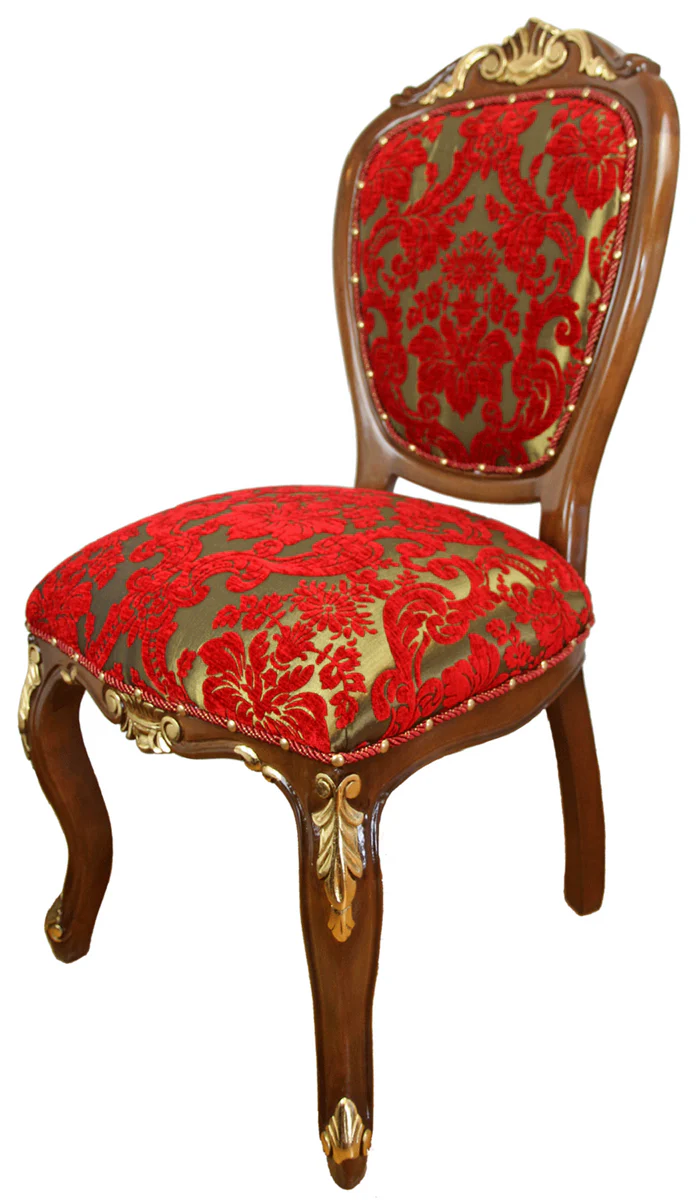 Luxury Baroque Dining Room Chair Red / Gold / Brown Antique Look 54 x 57 x H. 107 cm - Luxury Hotel Furniture - Made in Italy