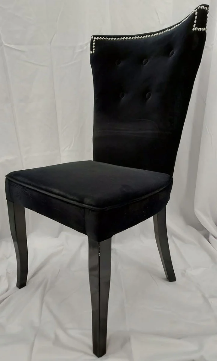Luxury dining room chair black / silver - kitchen chair with elegant velvet fabric - dining room furniture - kitchen furniture - luxury furniture - luxury furnishings