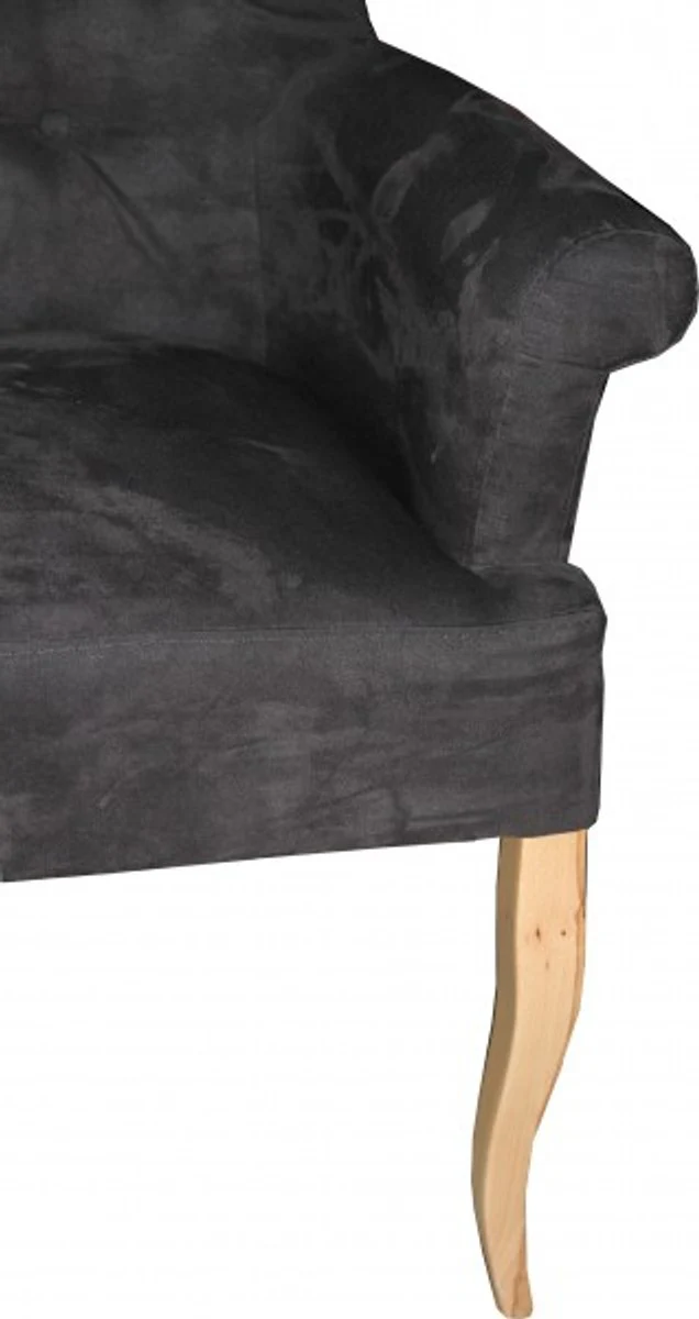 Designer Chesterfield Bench / Sofa Dark Gray / Wood Colors - Retro Salon Furniture Baroque