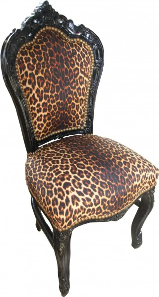 Baroque dining room chair leopard / black - furniture
