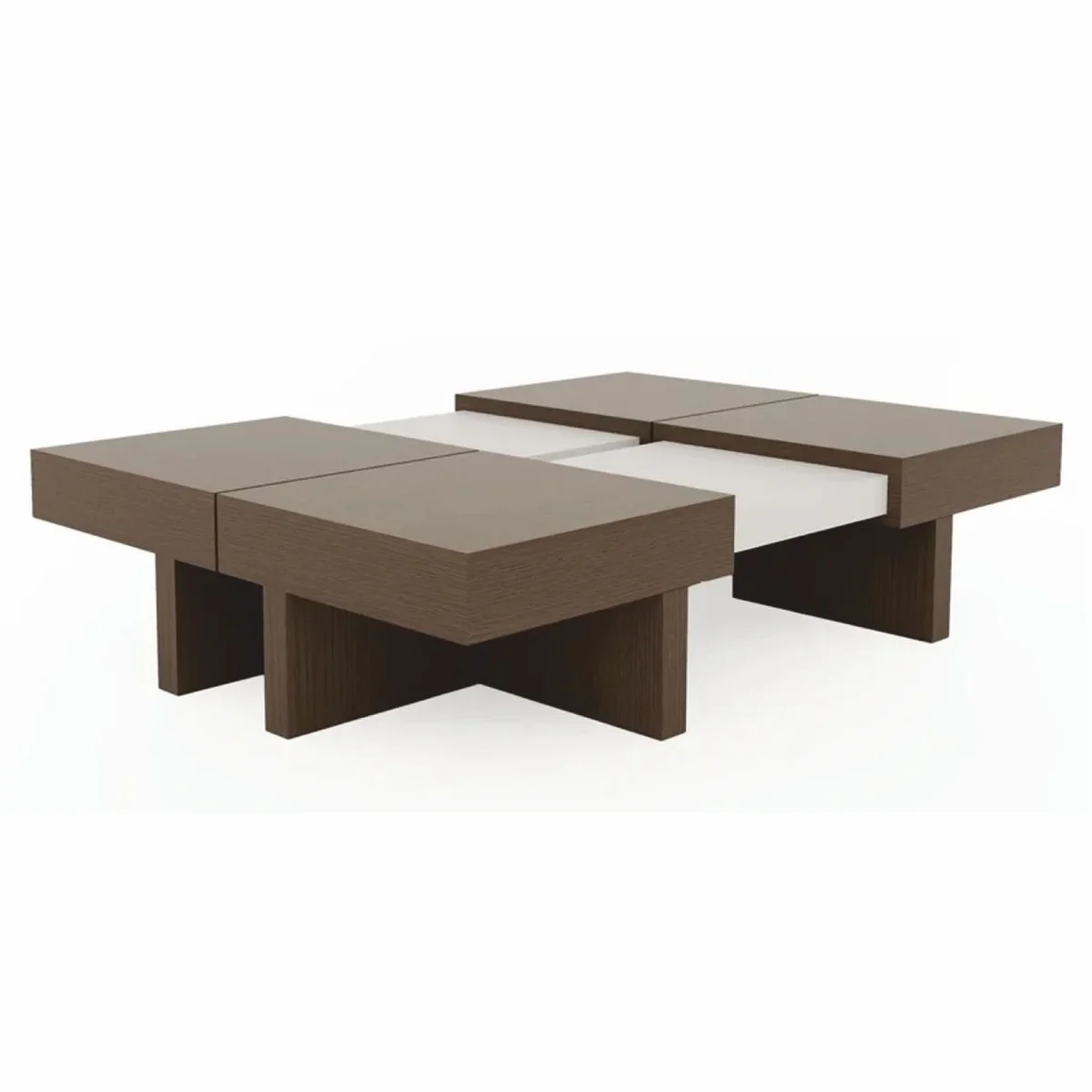 Luxury coffee table brown / white 100-140 cm - extendable living room table