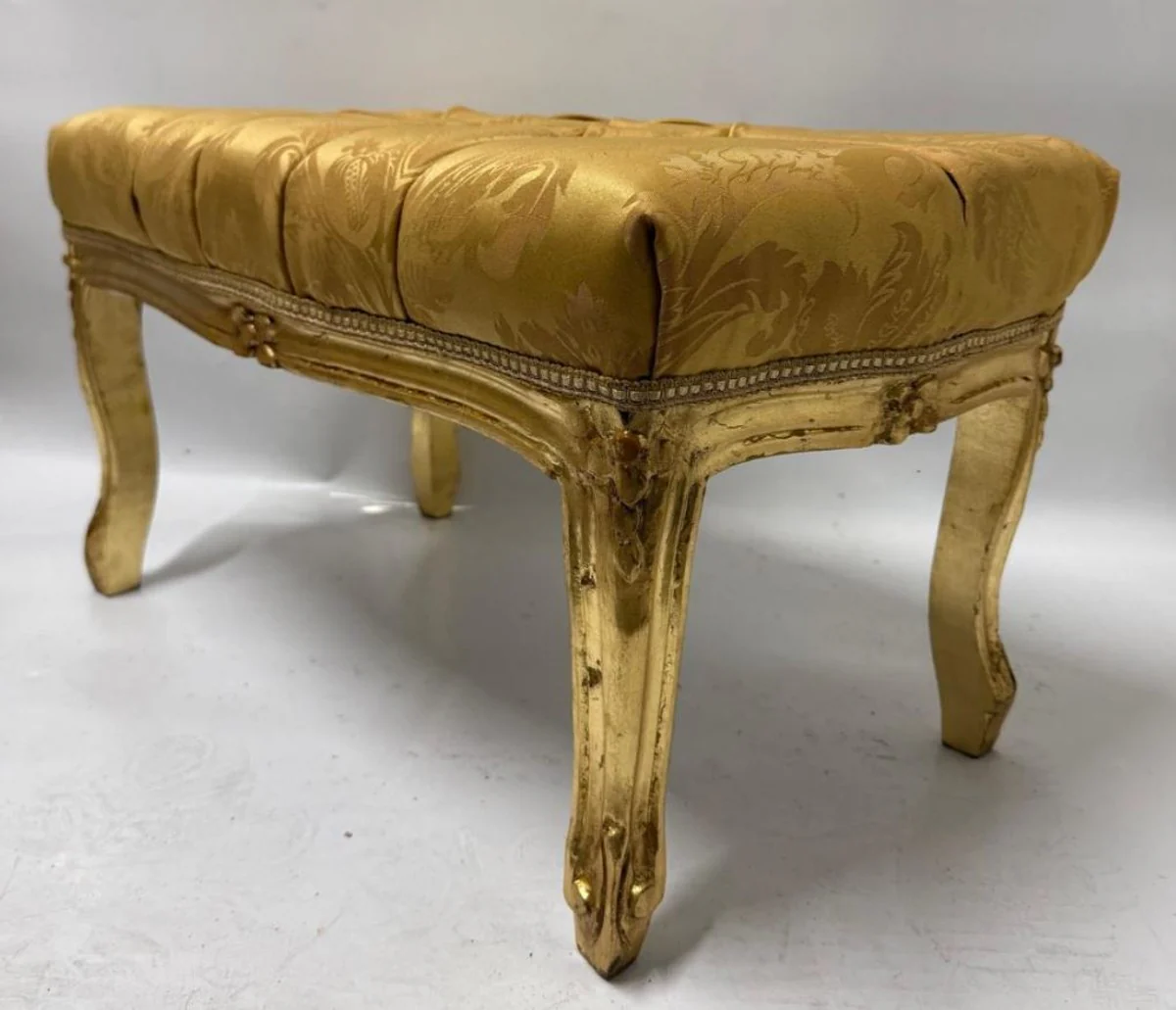 Baroque footstool with glittering stones gold / antique gold H. 37 cm