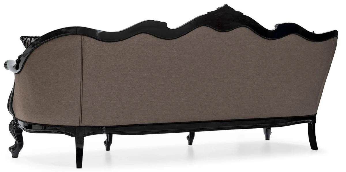 Luxury Baroque Living Room Sofa Gray / Black - Magnificent Baroque Style Sofa with Decorative Cushions - Luxury Living Room Furniture in Baroque Style - Baroque Furniture - Noble & Magnificent