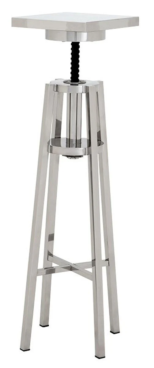 Luxury stainless steel side table silver 30 x 30 x H. 98-110 cm - designer table furniture