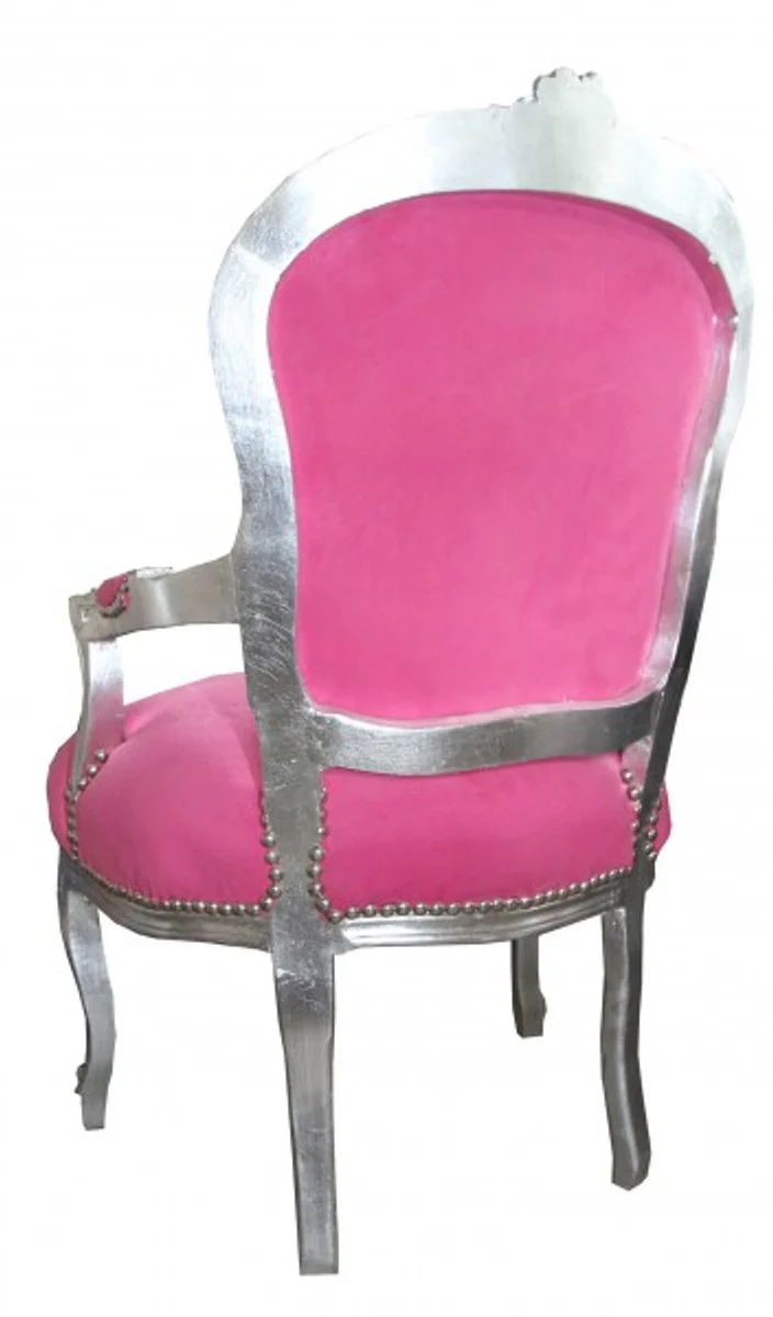 Baroque Salon Chair Mod1 Pink / Silver - Antique Design