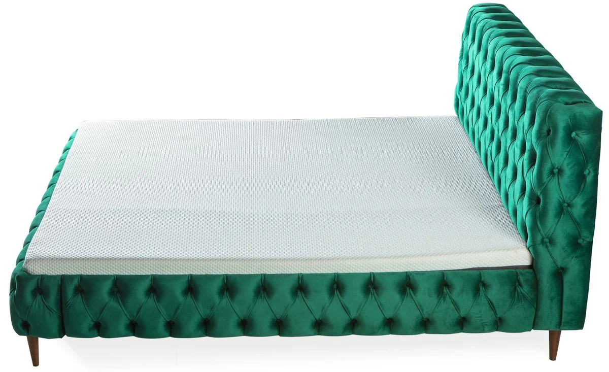 Luxury Chesterfield Double Bed Green / Brown - Various Sizes - Modern Bed with Mattress - Bedroom Furniture