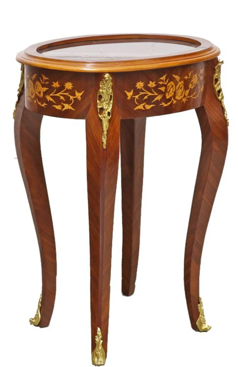 Baroque side table mahogany inlaid / gold H75 x 55 cm - Louis XVI antique style table - furniture