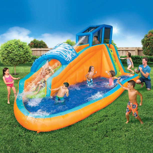 Banzai Surf Rider Aqua Park (inflatable water slide in backyard summer fun pool)