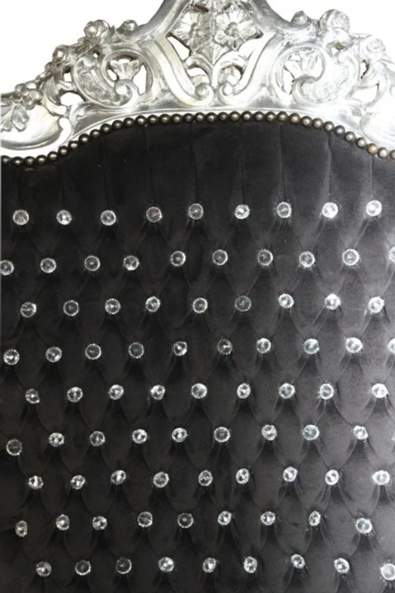 Baroque throne chair Majestic black/silver with bling bling glitter stones - giant chair - throne chair Tron
