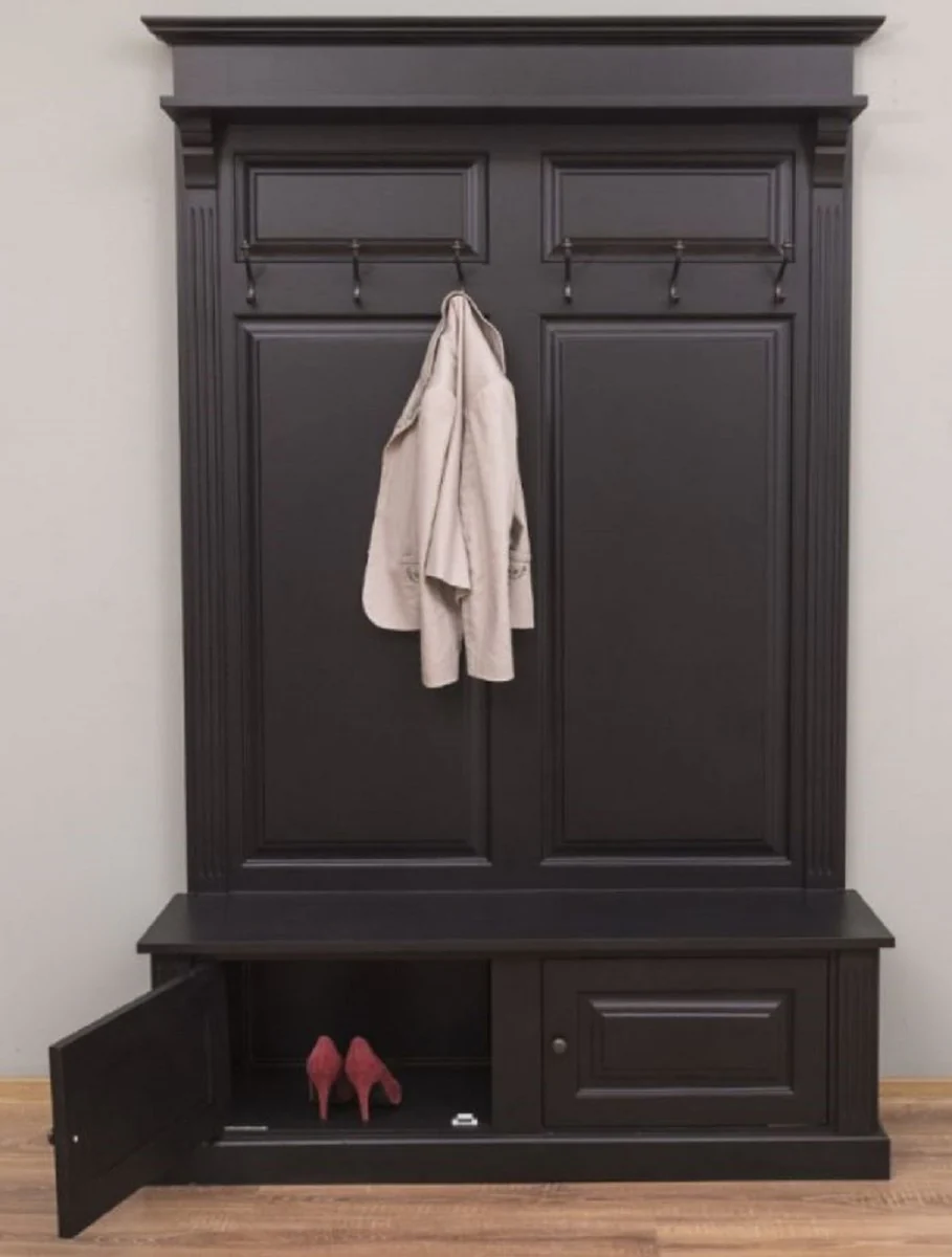 Country house style solid wood wardrobe black 140 x 41 x H. 210 cm - wall wardrobe - hallway cabinet - hallway furniture - wardrobe furniture - country house style furniture
