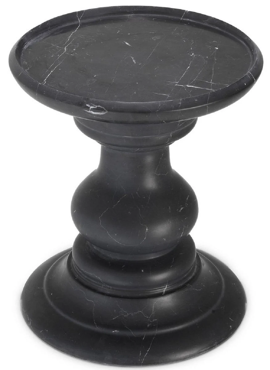 Luxury side table black Ø 33 x H. 39.5 cm - Round side table made of high-quality marble - Luxury marble furniture