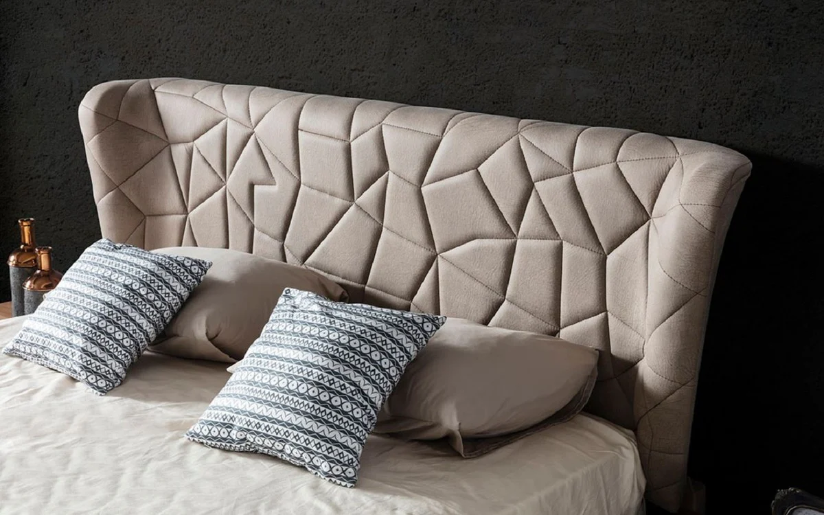 Luxury bedroom set gray / brown / copper - 1 double bed with headboard & 2 nightstands - Luxury bedroom furniture - Luxury bedroom furnishings