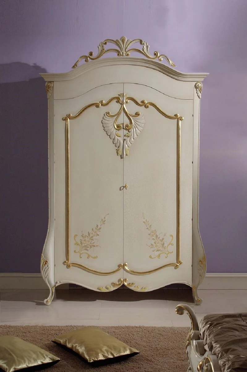 Luxury Baroque Bedroom Cabinet Cream / Gold - Magnificent Baroque Wardrobe - Luxury Bedroom Furniture in Baroque Style - Noble & Ornate - Luxury Quality - Made in Italy