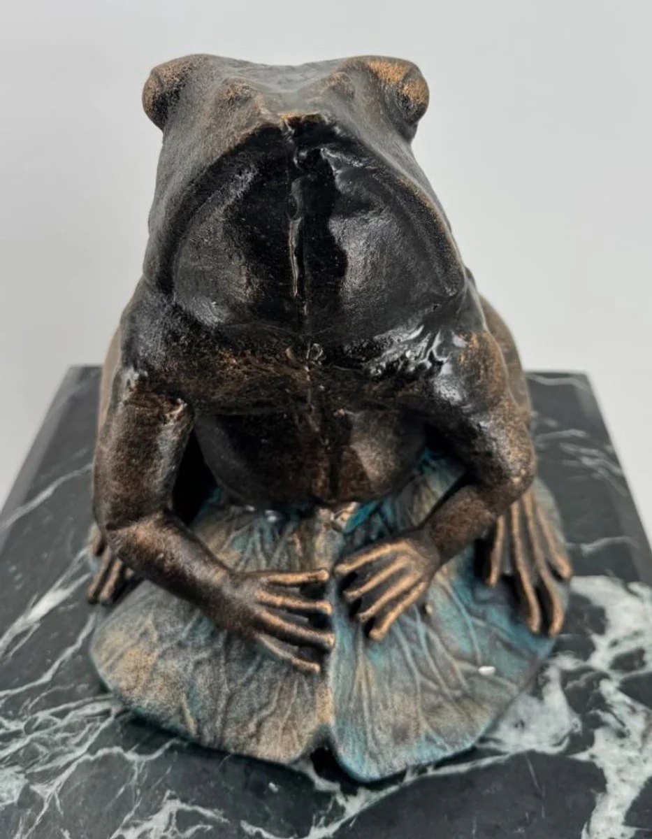 Cast iron decorative frog bronze / turquoise H. 24 cm - decorative figure